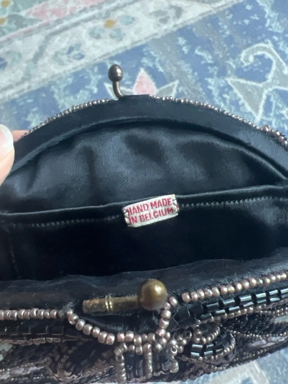 Vintage Black Beaded Round Evening Mini Clutch